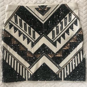 ✨Express - Sequin High Waisted Skirt (Mini) - Small - Black, Gold, & White✨